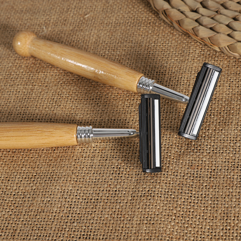 Eco-Friendly Twin Blade Stainless Steel Safety Razor Bamboo Handle Shaving Razor