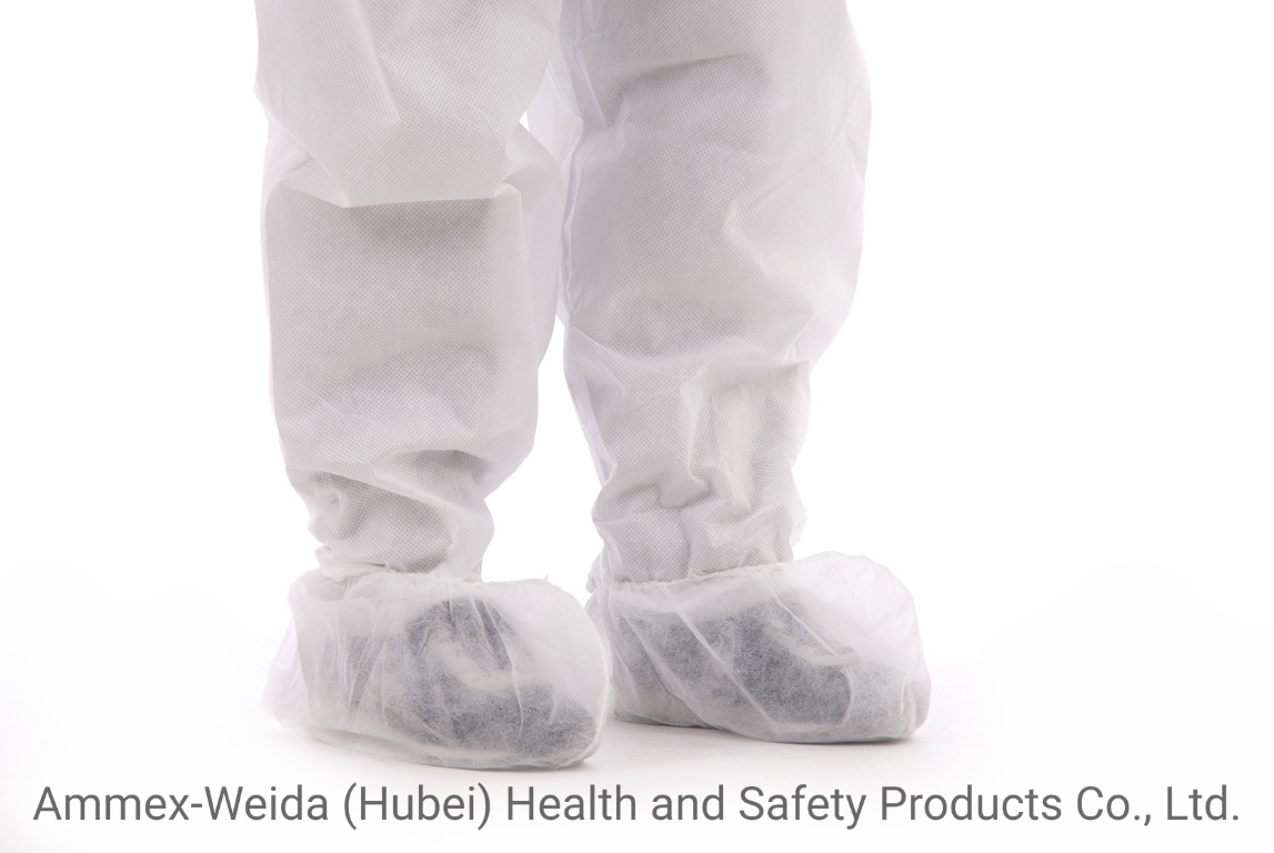 Single Use Waterproof Non-Woven Shoe Cover Non-Toxic and Odorless with Elastic Rubber at Opening for Cleanroom