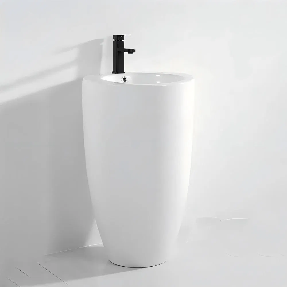 Bathroom Floor Standing Basin Wash Basin Lavabo One Piece Sink Big Size White Color Basin