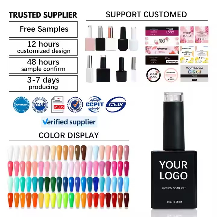 Free Sample Wholesale 72colour Resin Private Label Nail Polish Kit Soak off Extensions 24 PCS Full UV Nail Gel Polish Set