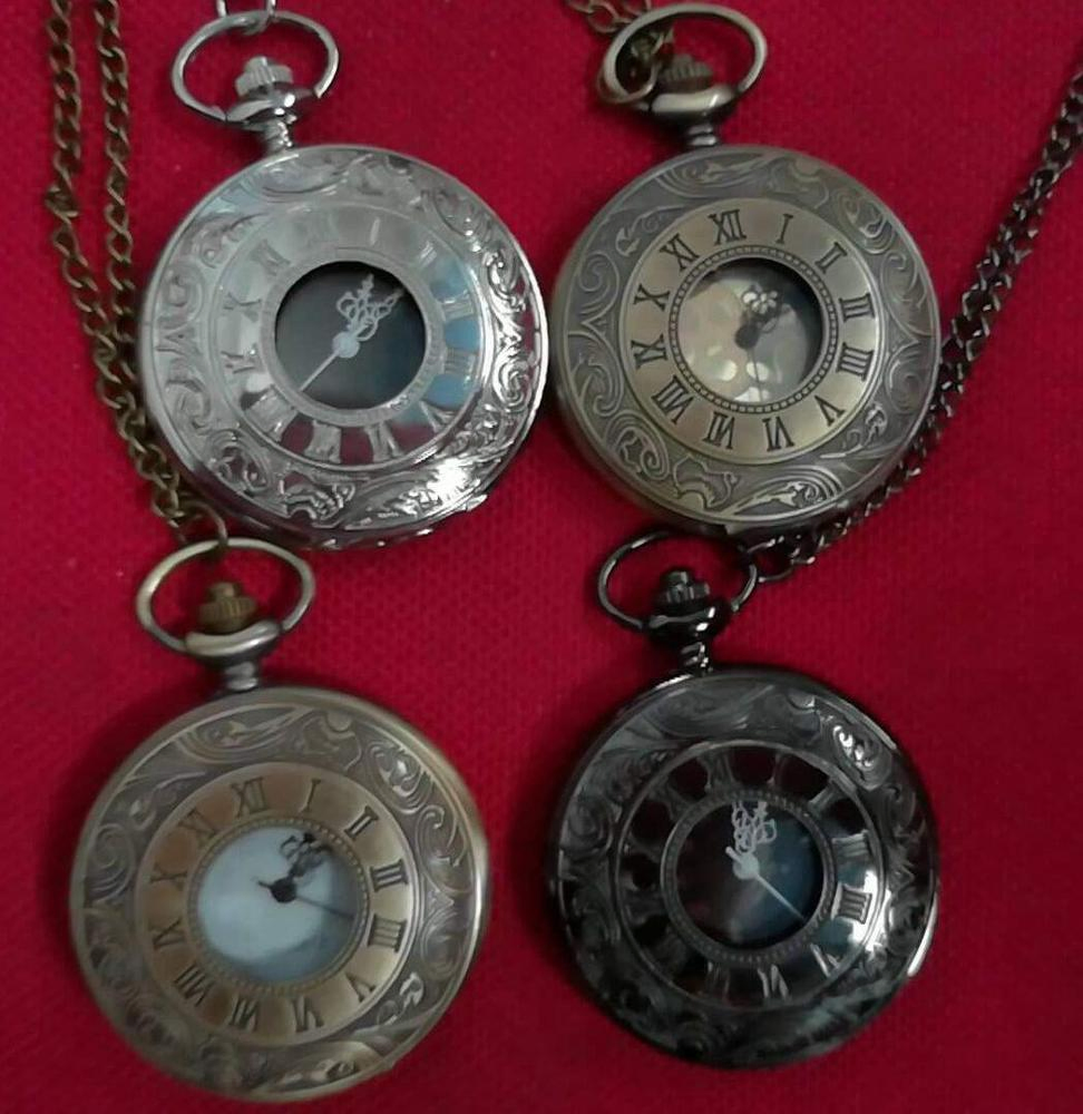 Classic Roman Vintage Men Women Antique Model Tuo Table Black Pocket Watch