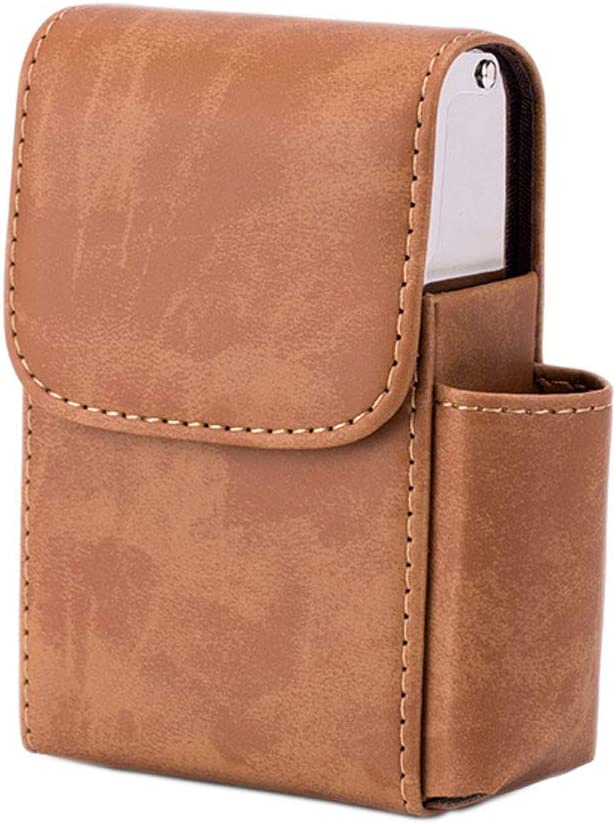 PU Leather Cigarette Case with Lighter Holder Tobacco Pouch