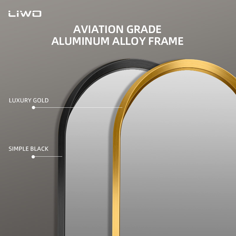 High Definition Vanity Mirror Different Sizes Wall-Mounted Arched Full-Length Vanity Clothing Mirror with Aluminum Frame Living Room Furniture