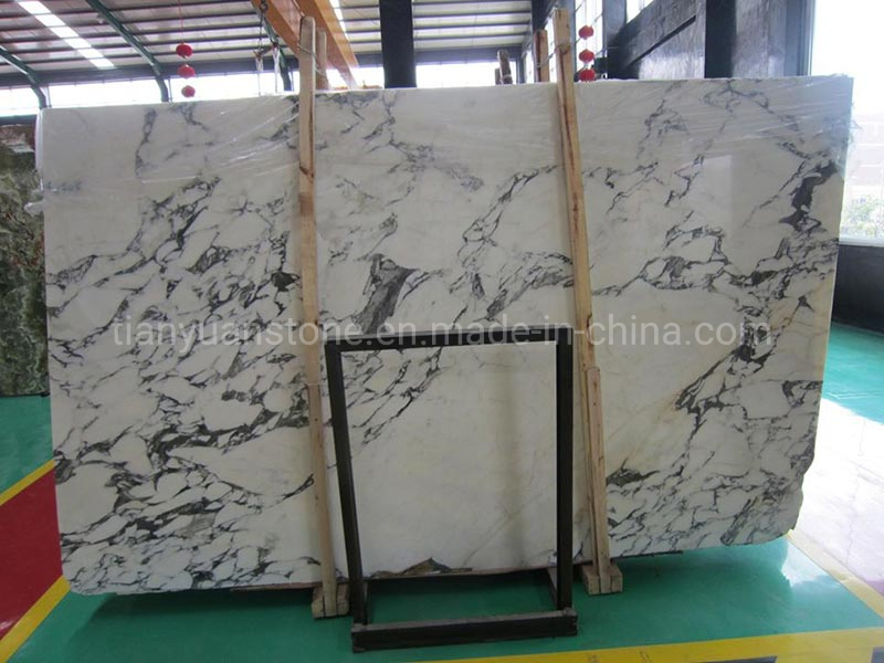 Customized Size Polish Stone Arabescato White Kitchen Tops Marble Countertops