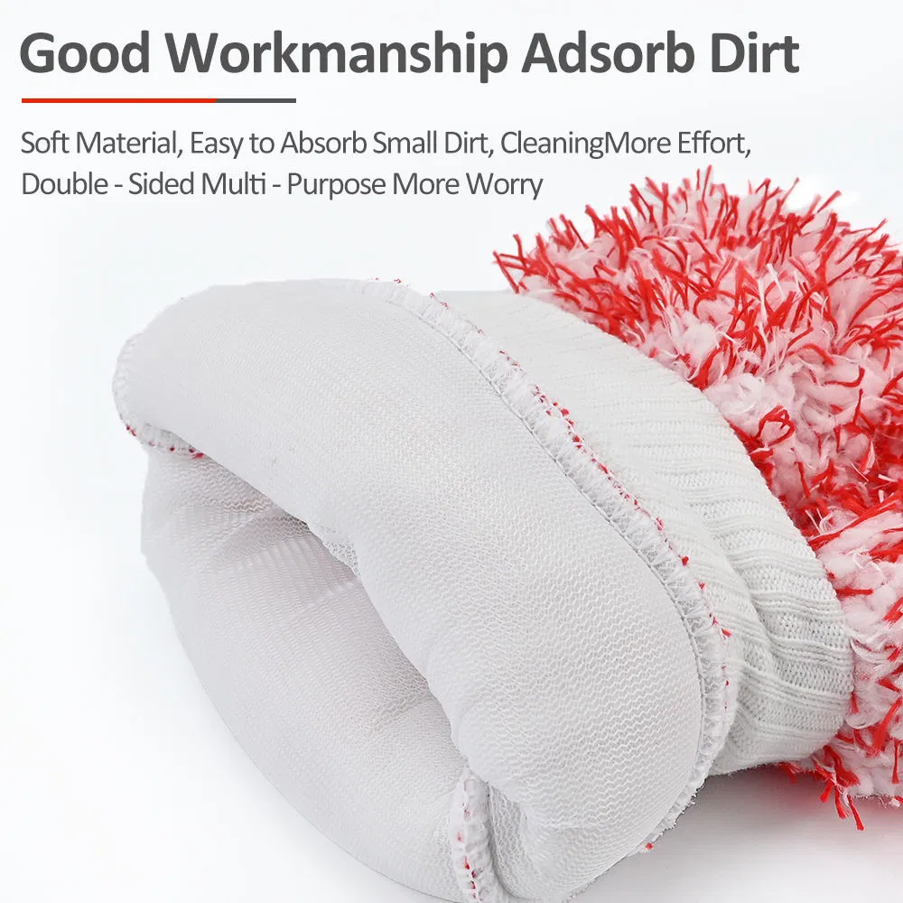 Colorful Coral Fleece Microfiber Wash Mitt 20 * 28cm Ultra Soft Dual-Ply Car Cleaning Glove with Elastic Cuff