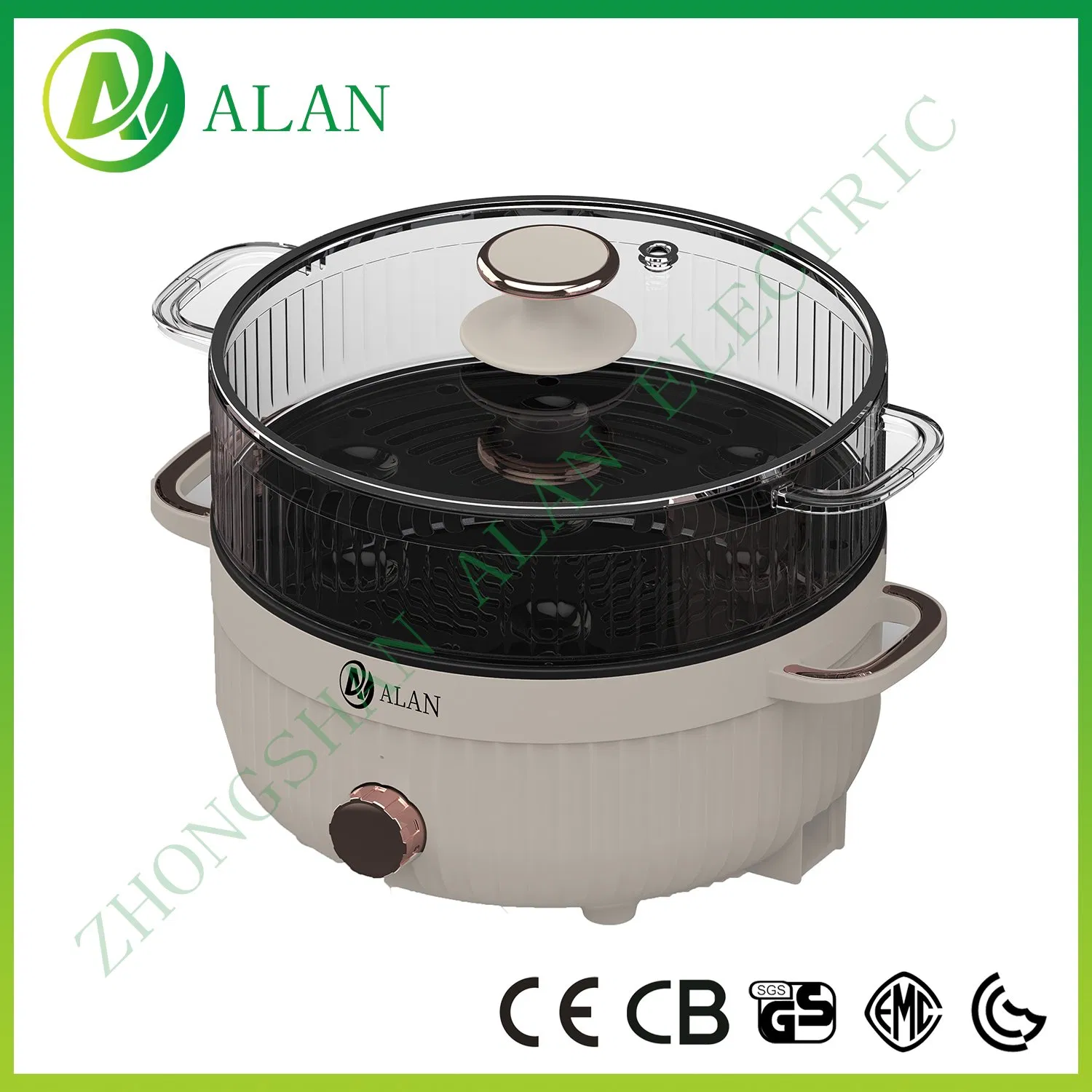 Multi-Purpose Electric Multi Cooking Pot Korean Style Electric Hotpot Cooker with Food Steamer Electric Skillet
