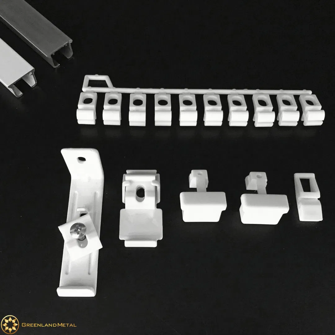 Sliding Curtain Track Component Set with End Caps, Stopper, Runners, Brackets