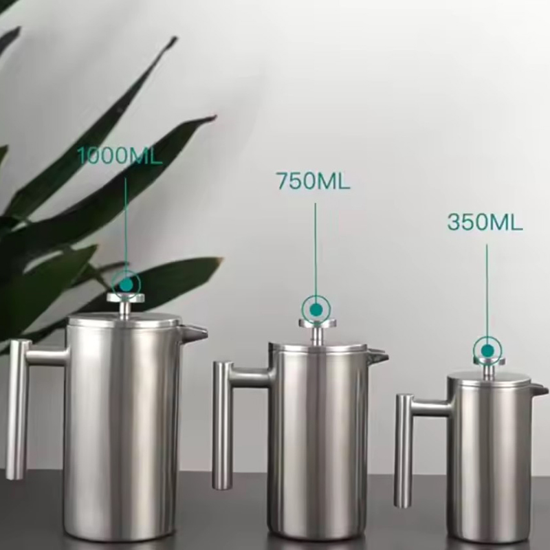 Double Wall Tea Maker Pot Espresso Coffee Machine Stainless Steel French Press Coffee Maker Coffee Percolator Pot