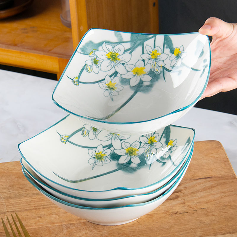 8"Square Salad Bowl Pad Printing Stoneware Porcelainware Tableware