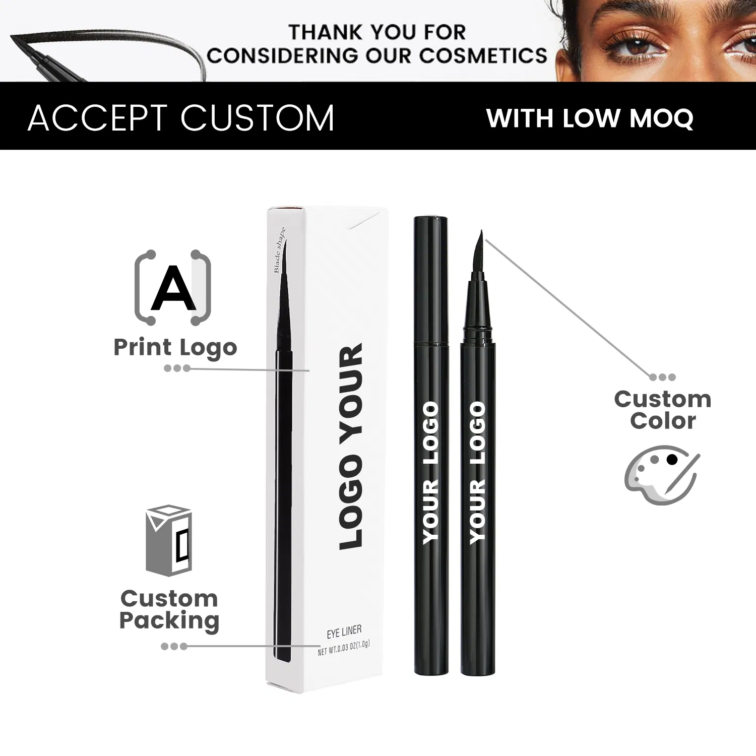 Factory Wholesale Eyelinerprivate Label Makeup Long-Lasting Cosmetics Custom Logo Eye Liner
