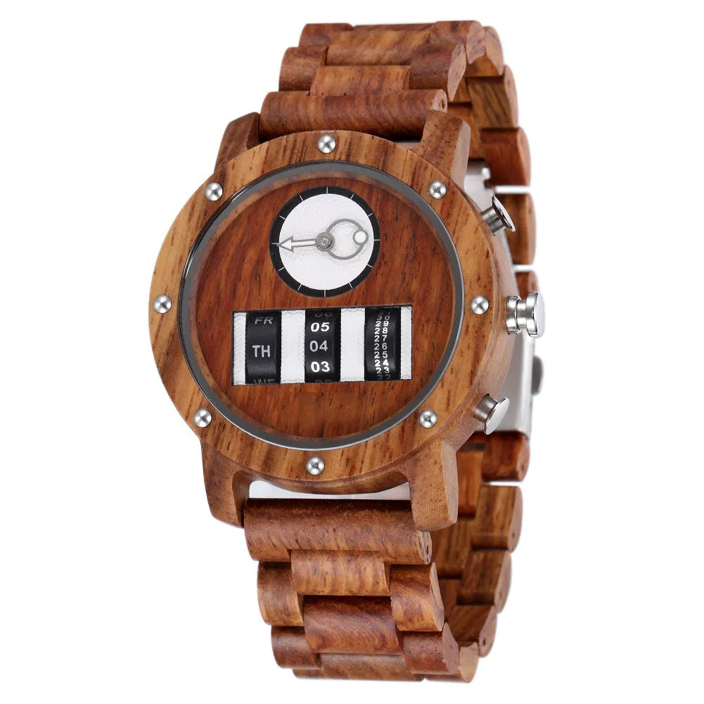 Hot Selling Design Multifunctional Mechanical Men's Wooden Outdoor Sports Watch