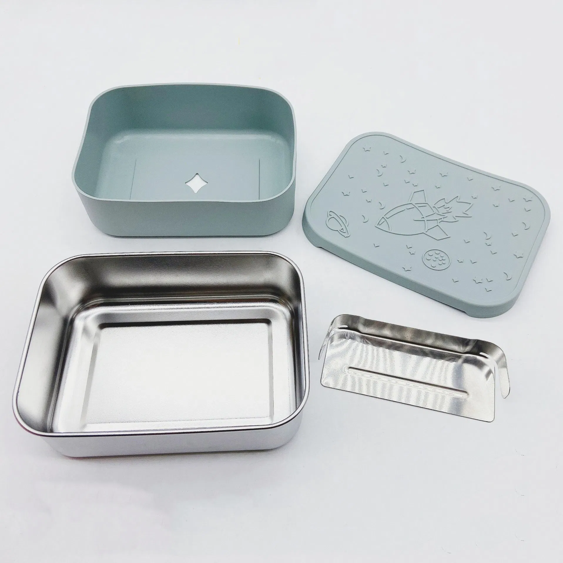 Leakproof Removable Divider Stainless Steel Silicone Microwave Safe Sandwich Snack Salad Bento Lunch Box Container Kids