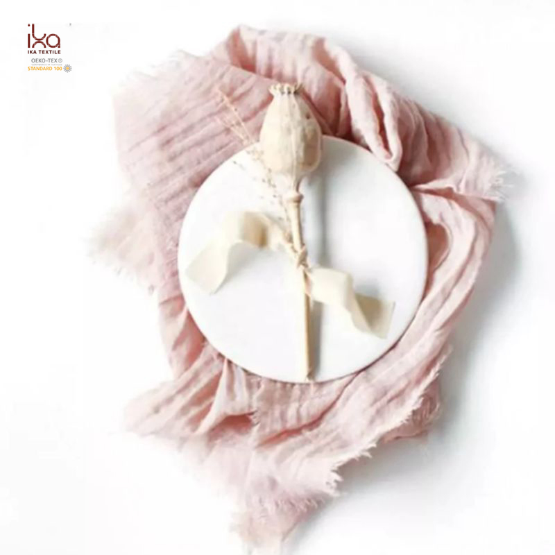 Green Beige Terracotta Wedding Restaurant Dinner Wholesale Custom Thin Detail Raw Edge 100% Cotton Gauze Cloth Napkins for Kitchen