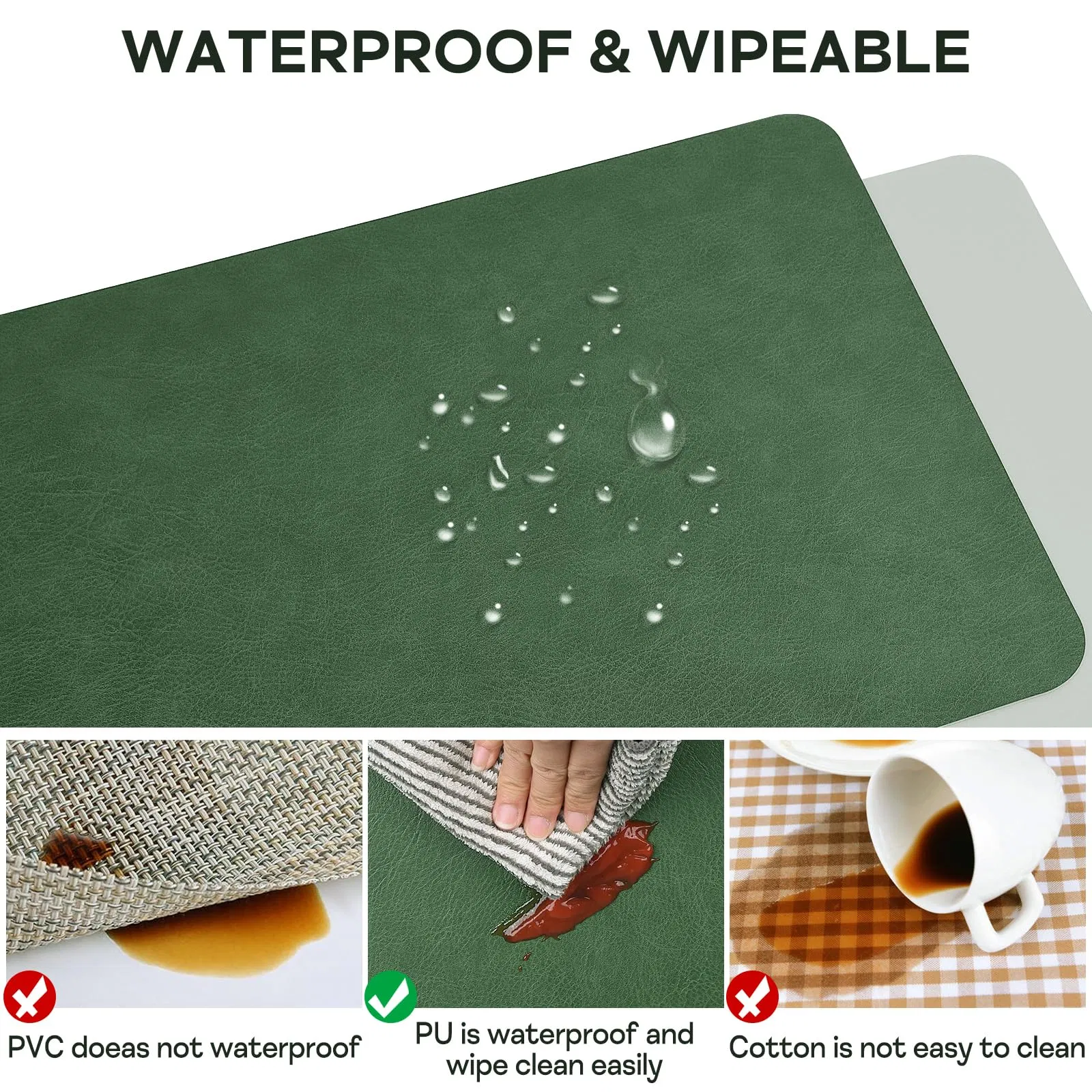 Custom Double Side Placemats Set Heat Resistant Reversible Place Mats Waterproof Wipeable Dining Table Place Mats for Home