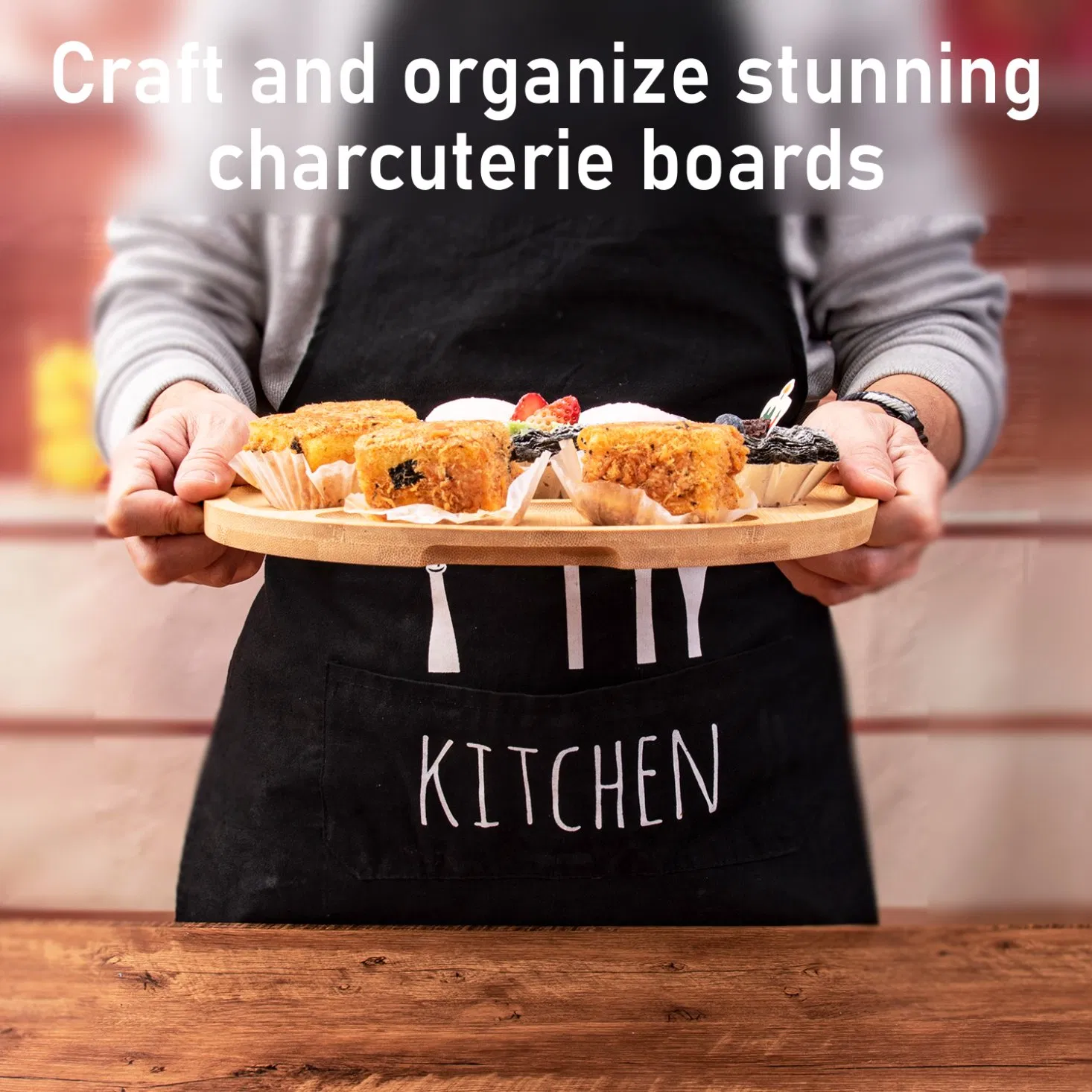 Round Wood Charcuterie Board with Clear Lid & Dividers - Elegant Serving Tray for Cheese, Fruits & Parties