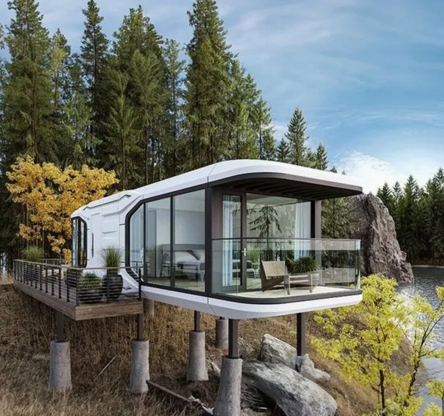 Mobile Prefabricated Modern Vacation Hotel Luxury Home Portable Living Tiny House Modular Vessel Space Capsule