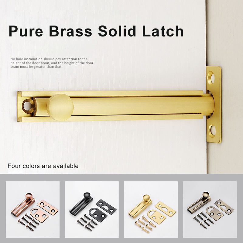 Wholesale Pure Brass Solid Latch Electroplating Brushed Door Bolt Heavy Duty Solid