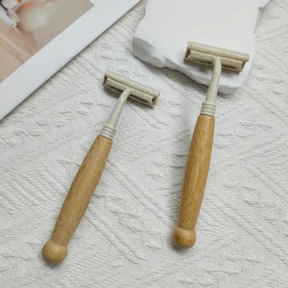 Hotel Supplies Bamboo Handle Straw Safety Shaving Razors Stainless Steel