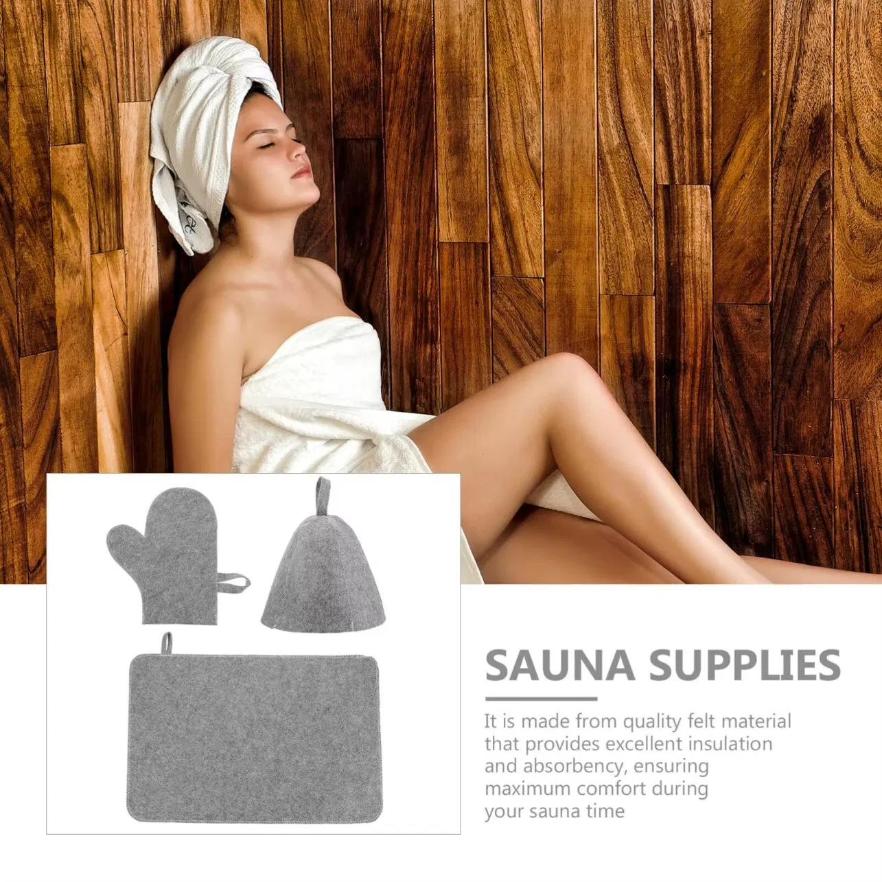 Handcraft Manufacturer Custom Top Quality Wool Bath and Set of 3 Sauna Hat