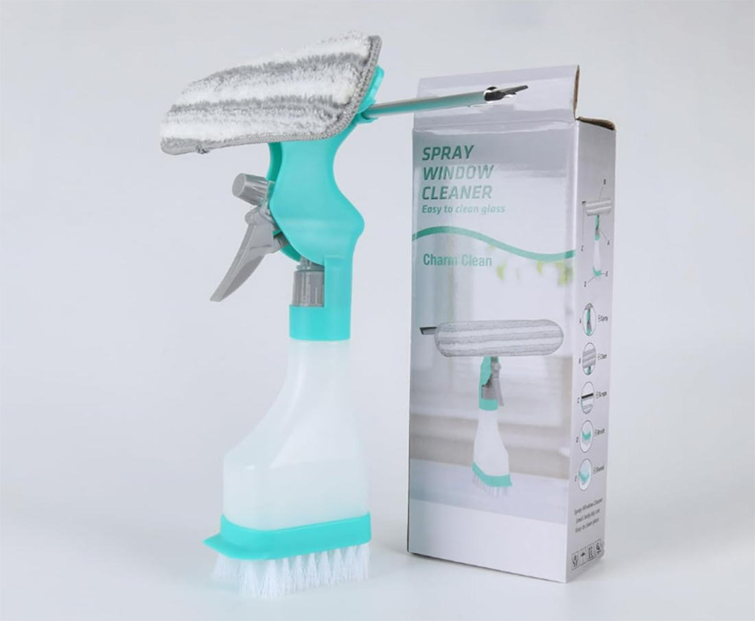 4 in 1 Window Cleaner Squeegee Water Spray Scraper with Spray Bottle
