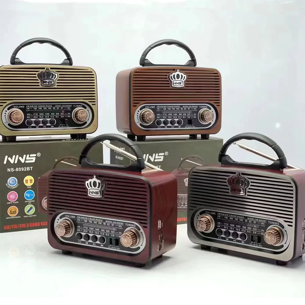 Ретро радио NS-8092BT с Bluetooth, деревянный корпус