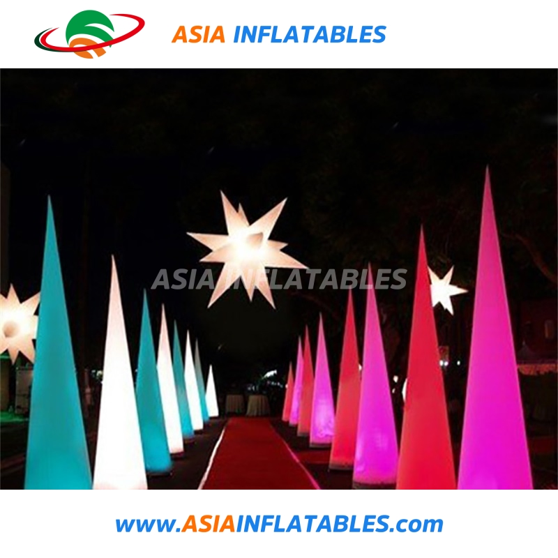 Color Changing LED Inflatable Lighting Tower, Beautiful LED Inflatable Lighting Cone