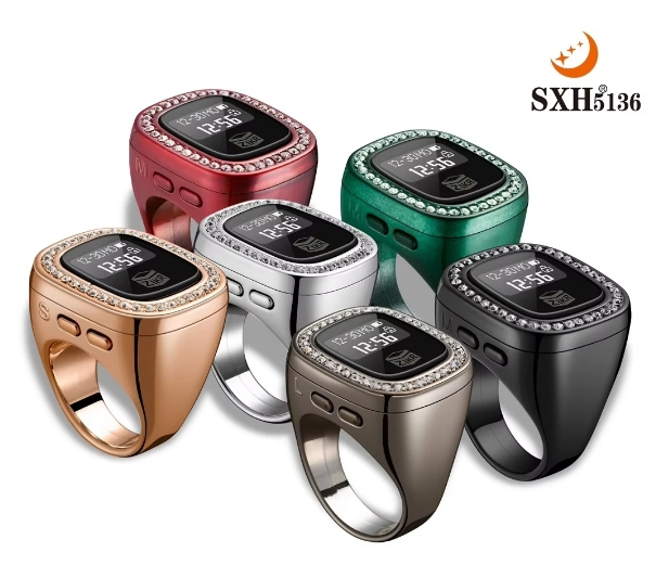 Electronic Finger Tally Counter Ring Digital Azan Alarm Clock Tasbeeh Zikr Ring