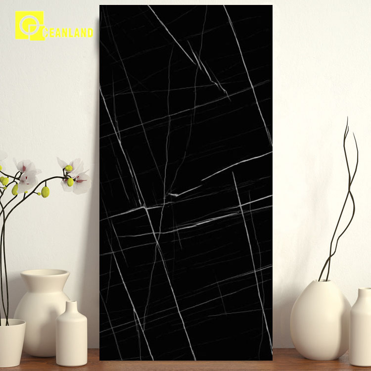 China Black Artificial Slab Sintered Stone Marble Tile Stone