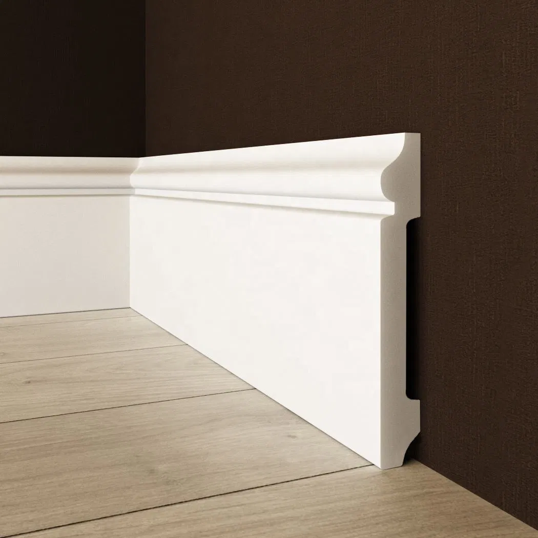 Good Quality Long Lasting Wood Skirting Board 80mm Customized Size Easy Process Polystyrene Skirting Board