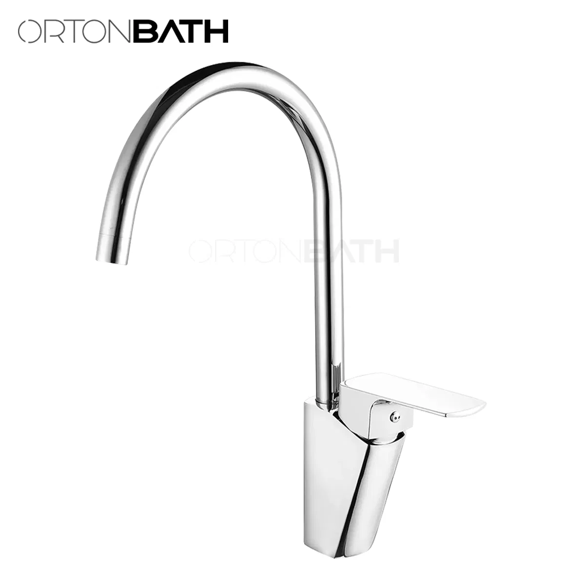 Ortonbath Brushed Stainless Steel Kitchen Sink Faucet with Pull Down Sprayer Single Lever Silver Mixer Tap Stream Spray Dual Function 1 or 3 Hole Deck Plate