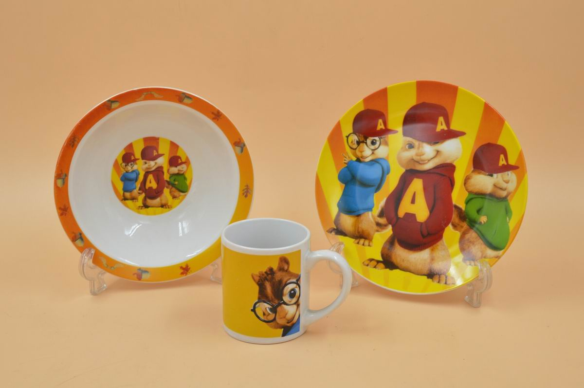 3PCS Children Dinner Set Porcelainware Ceramic Tableware