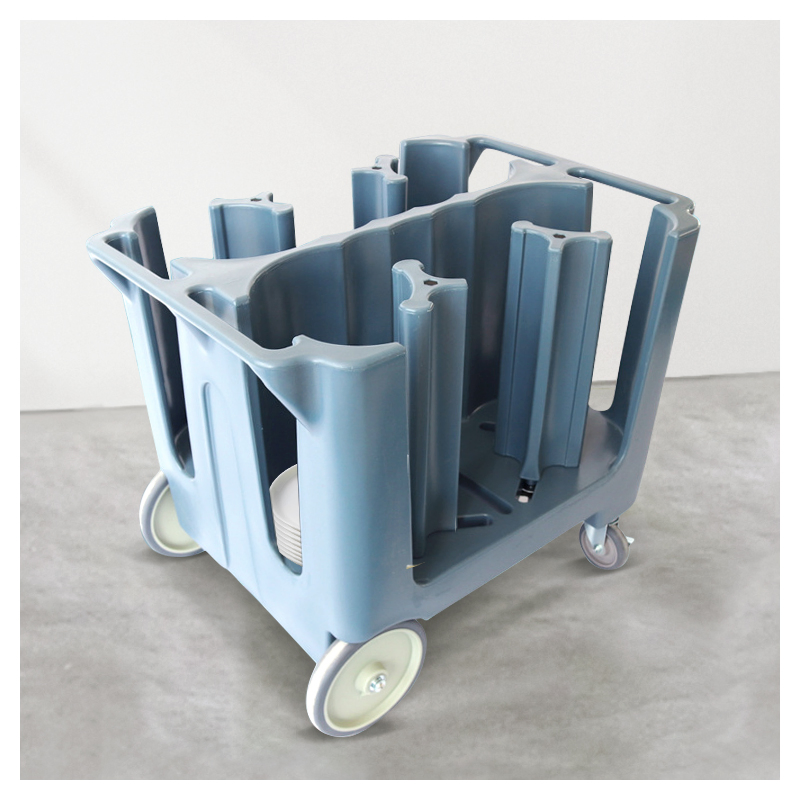 Dining Adjustable Dish Collecting Trolley with Wheels Plastic Movable Service Plates Kitchen Tray Mover Cart Dolly Trolley
