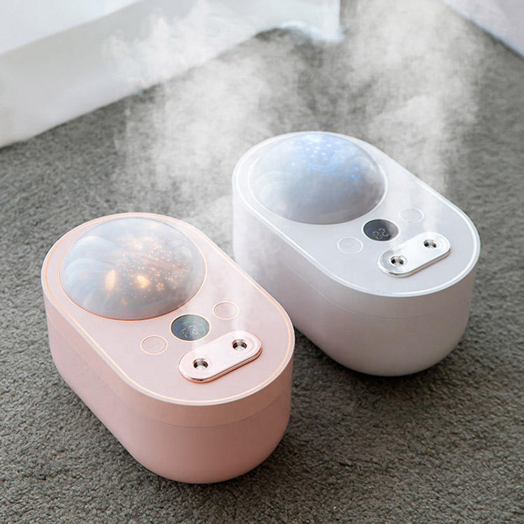 Mini Portable Ultrasonic Humidifier Dual Mist Projector Humidifier with Lights