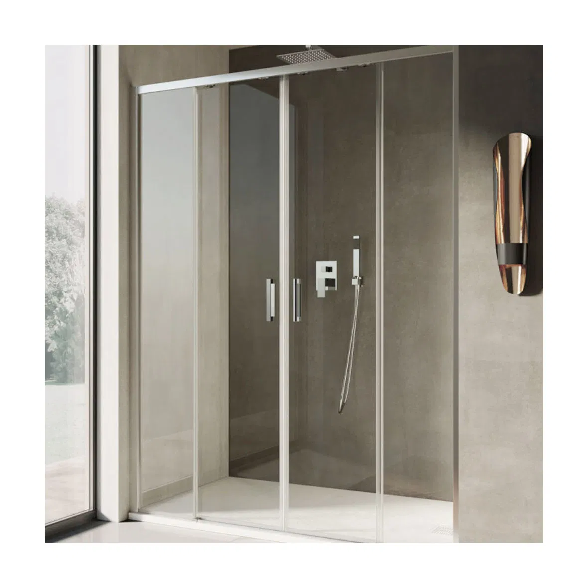 Glass Shower Enclosure Brass Walk in Folding Doors Roller Corner Shower Diamond Enclosure with Tray Glass Shower Enclosur