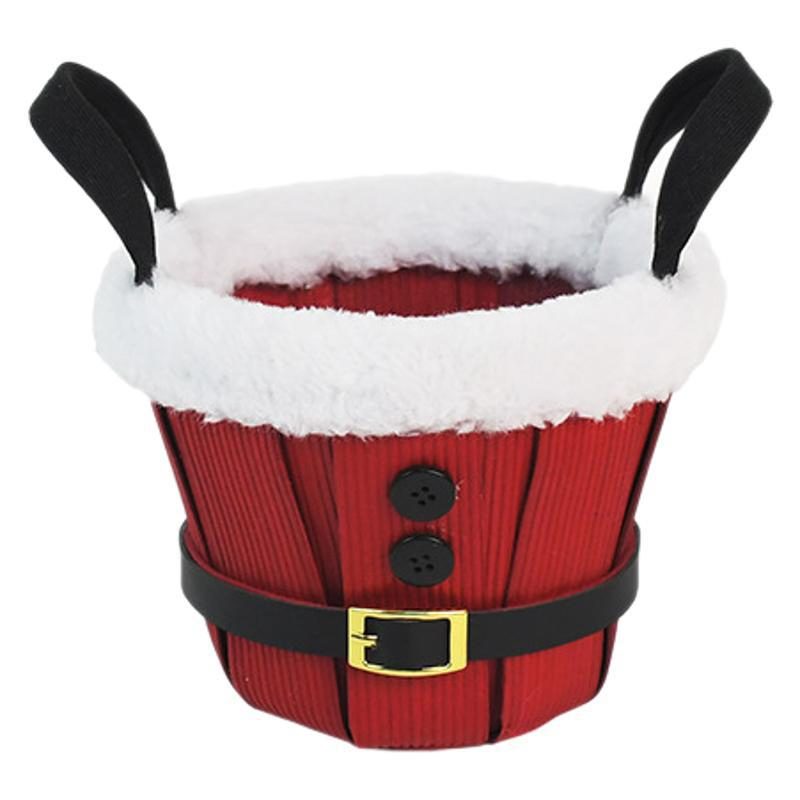 Christmas Red Wooden Woven Gift Basket with Handle