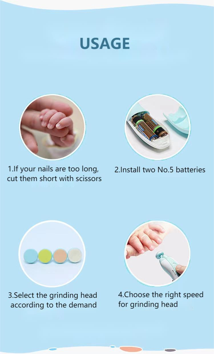New Baby Electric Nail Trimmer Kids Nail Polisher Tool Newborn Care Kit Manicure Set Infant Simple Safe Nail Polish for Nail Beauty
