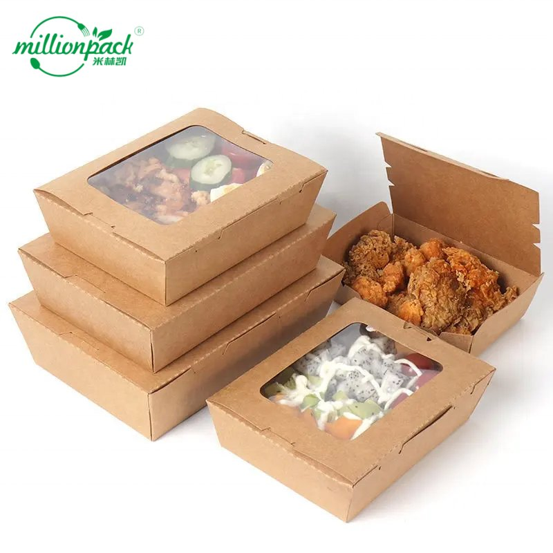 Food Grade Kraft Paper Lunch Box for Restaurant Takeaway