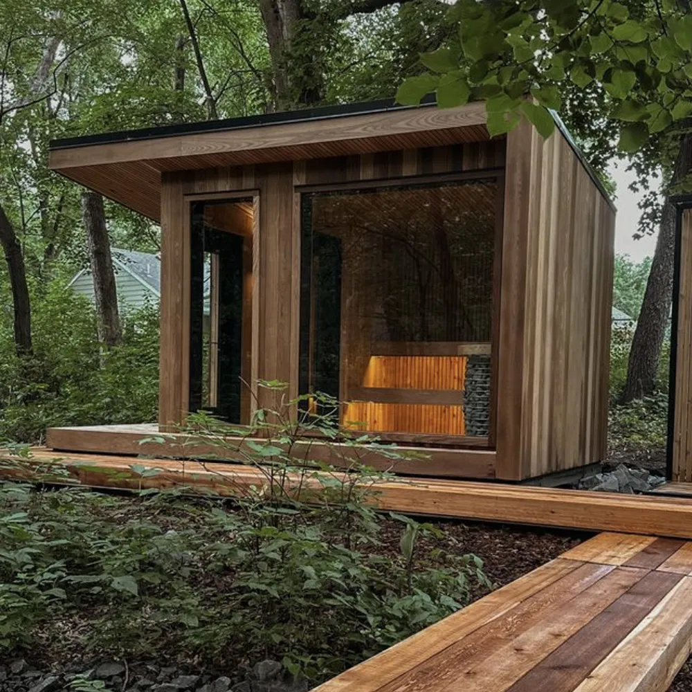 Уличная сауна с паром и купелью для водной терапии