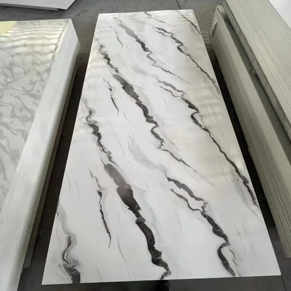 PVC Marble Sheet with UV Coating for Bathroom or TV Wall Decoration