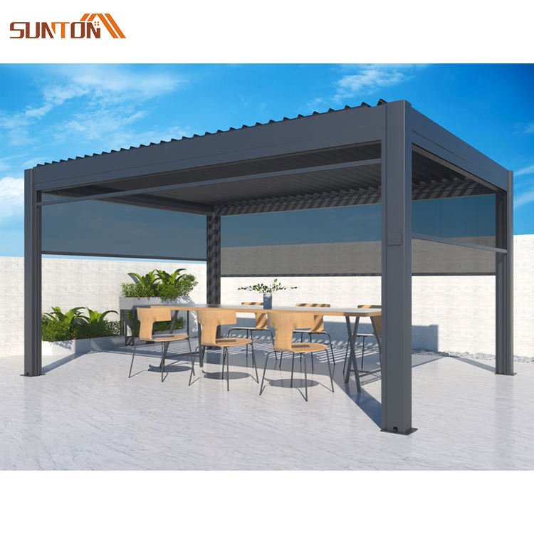 Luxury Modern Smart Outdoor Pergola Aluminium Waterproof Louver Roof Metal Garden Pergola