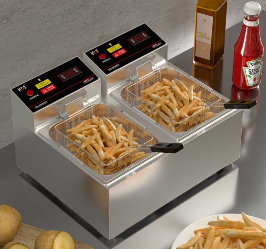 Factory Price Double Pots Fryer Machine Desktop Electric Deep Oil Fryer