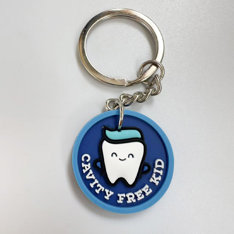 Dental Gift Cute PVC Tooth Shape Keyring Dentist Cartoon Keychain