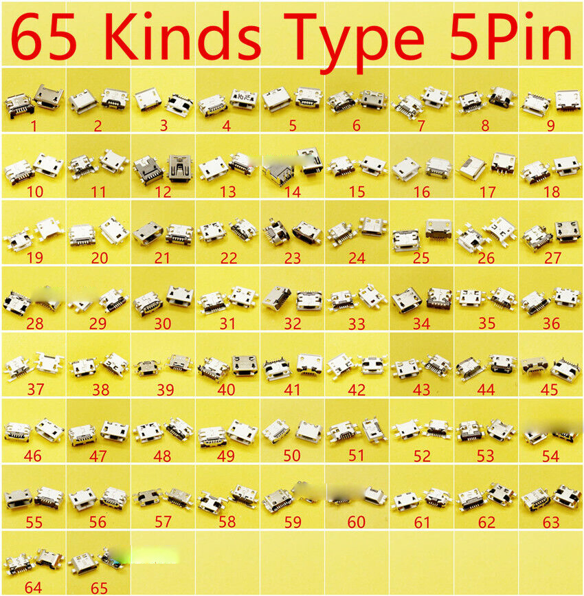 Разъём Micro USB 5pin, 65 видов, для телефонов и планшетов