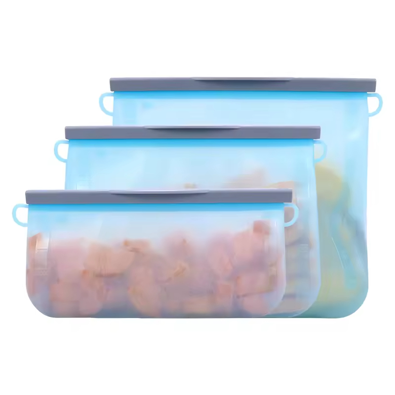 Custom Print Food Grade Sealable Reusable Silicone Fresh Keeping Cooking Bag Food Package Storage Ziplock Pouch Bag with Zipper