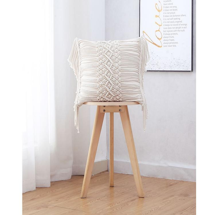 Comfy Square Pillow Cases with Tassels Macrame Throw Pillow for Bed Sofa