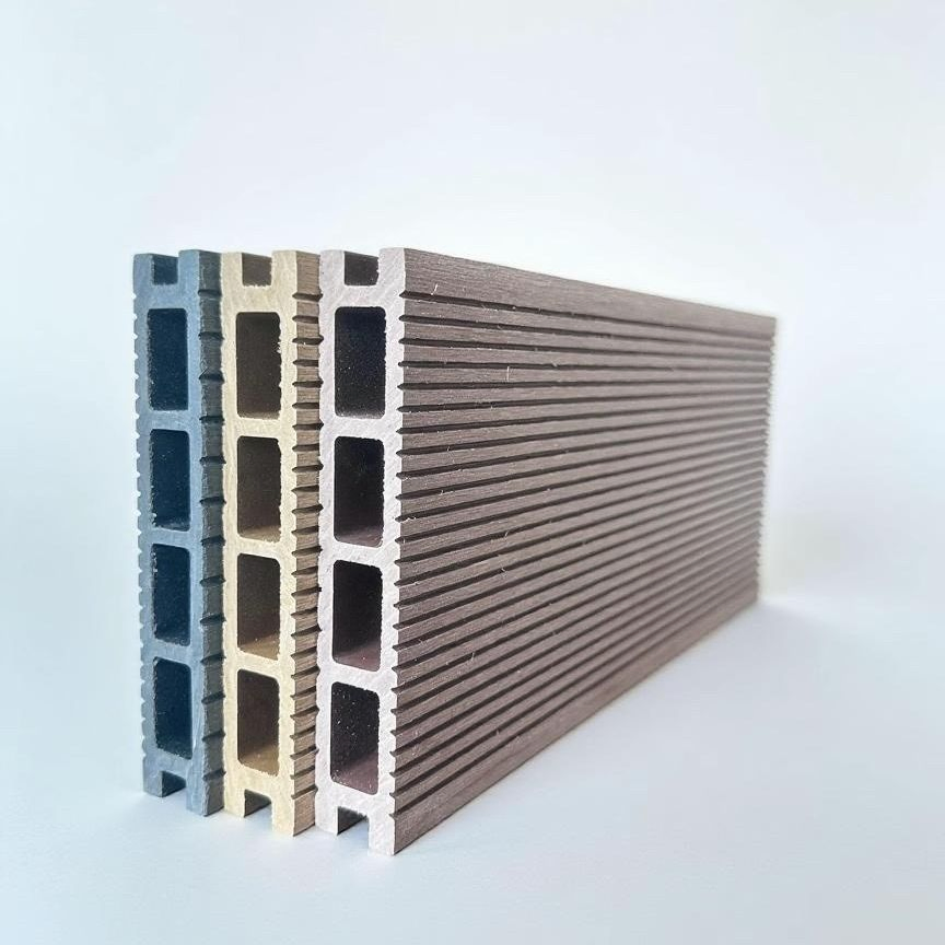 Manufacturing of Double-Sided Square-Hole Wood-Grain Composite Board