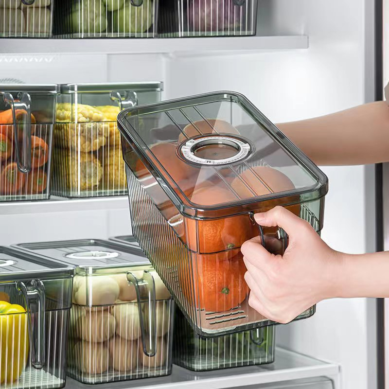 Kitchen and Pantry Storage Organizer Clear Refrigerator Storage Box Airtight Refrigerator Food Container with Lid Handle