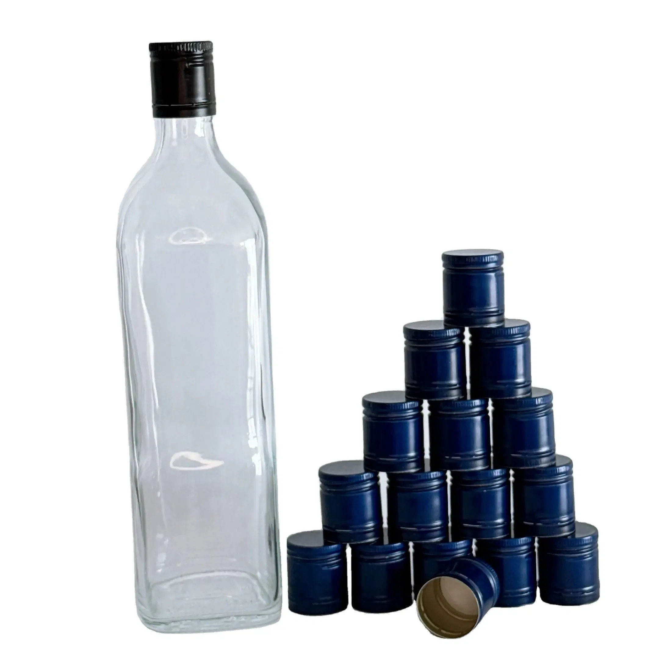 Manufacture Air Tight Blue Aluminum Screw Cap for Whisky Glass Bottle