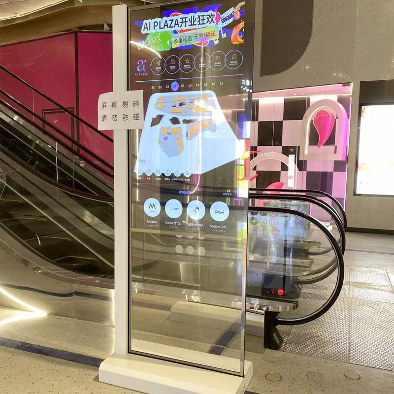 Customized Advertising Equipment 55-Inch OLED Transparent Digital Signage Floor-to-Ceiling Video OLED Display Kiosk
