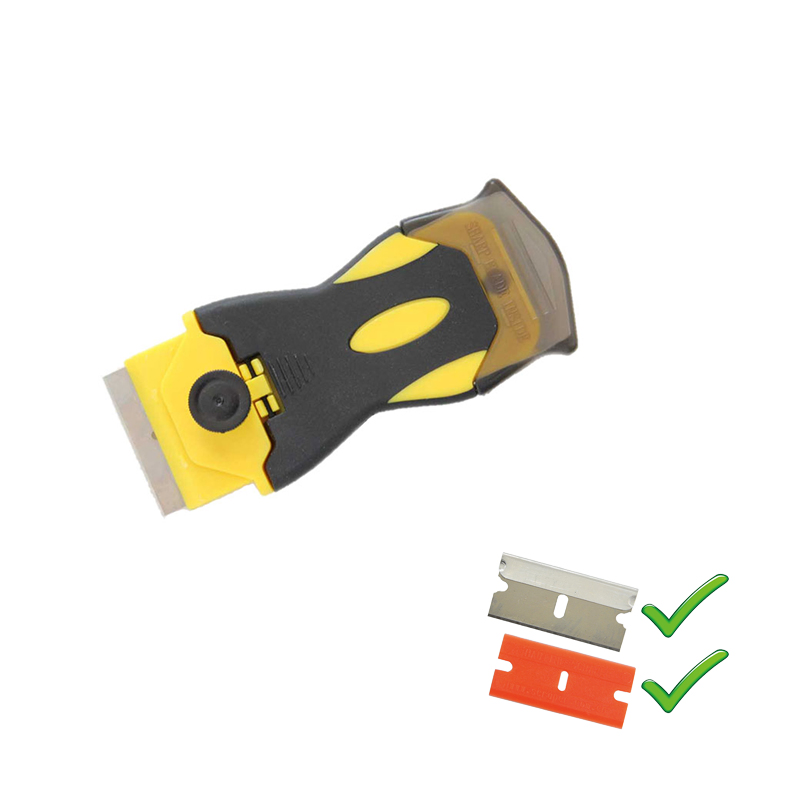 Black-Yellow Cleaning Scraper Plastic Razor Scraper with Plastic Blades or Metal Blades
